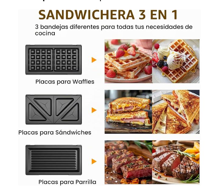 Tostadora eléctrica 3 en 1