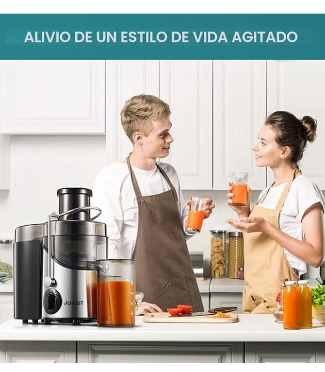 Extractor de Jugos  800W de Acero Inoxidable